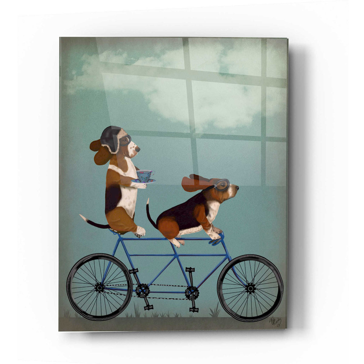 Epic Art 'Basset Hound Tandem' by Fab Funky Acrylic Glass Wall Art