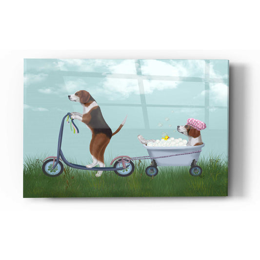 Epic Art 'Beagle Scooter' by Fab Funky Acrylic Glass Wall Art
