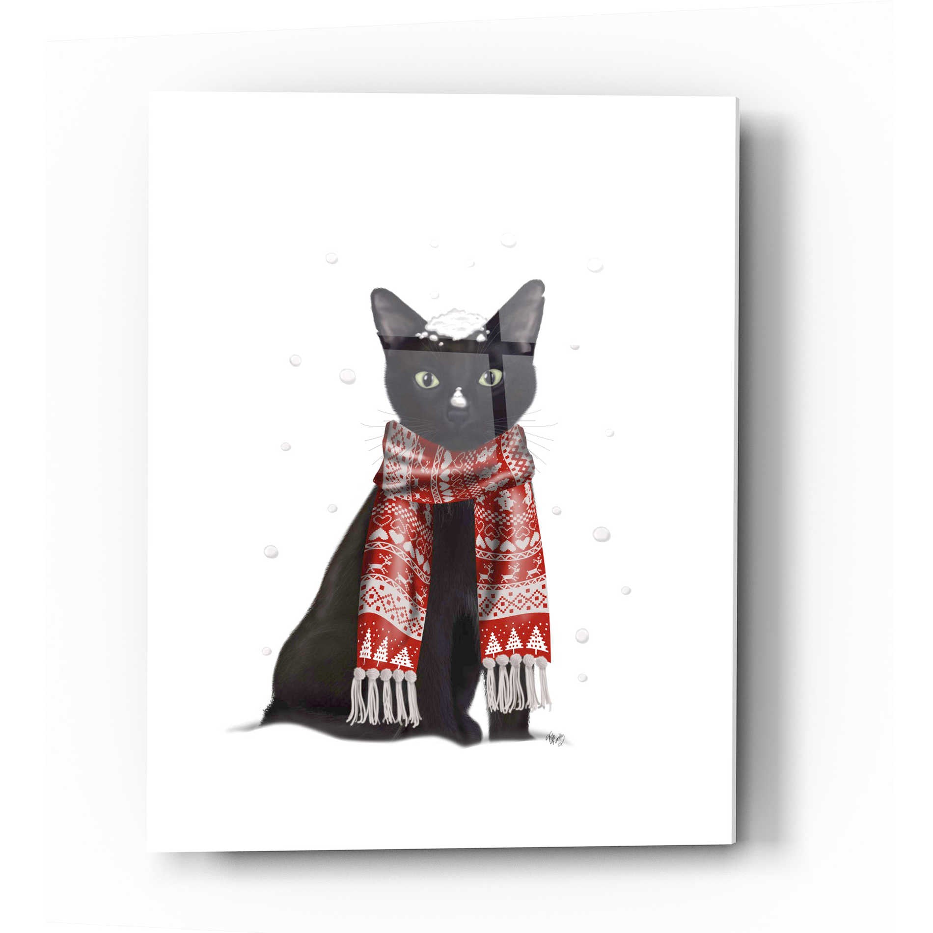 Epic Art 'Black Cat, Red Scarf' by Fab Funky Acrylic Glass Wall Art