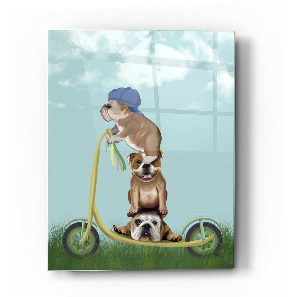 Epic Art 'English Bulldog Scooter' by Fab Funky Acrylic Glass Wall Art