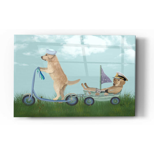 Epic Art 'Golden Retriever Scooter' by Fab Funky Acrylic Glass Wall Art
