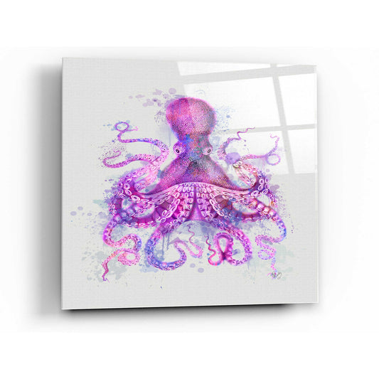 Epic Art 'Octopus Rainbow Splash Pink' by Fab Funky Acrylic Glass Wall Art