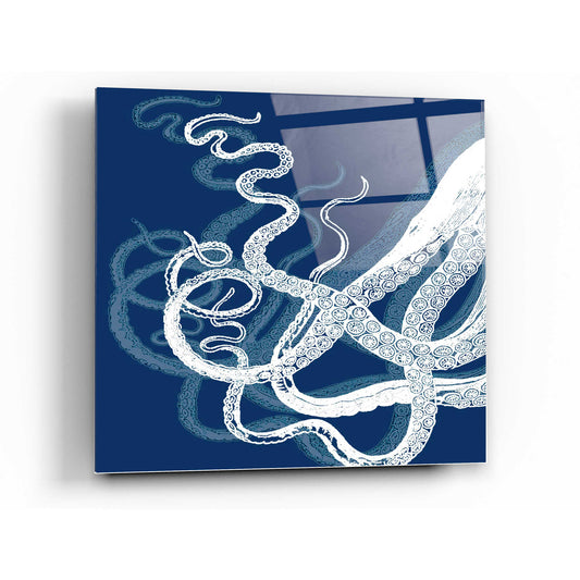 Epic Art 'Octopus Tentacles Blue And White' by Fab Funky Acrylic Glass Wall Art