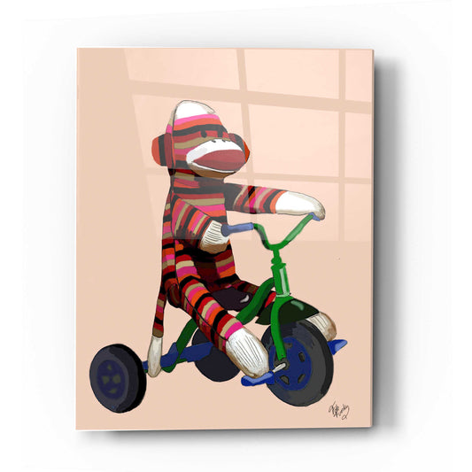 Epic Art 'Sock Monkey Tricycle' by Fab Funky Acrylic Glass Wall Art