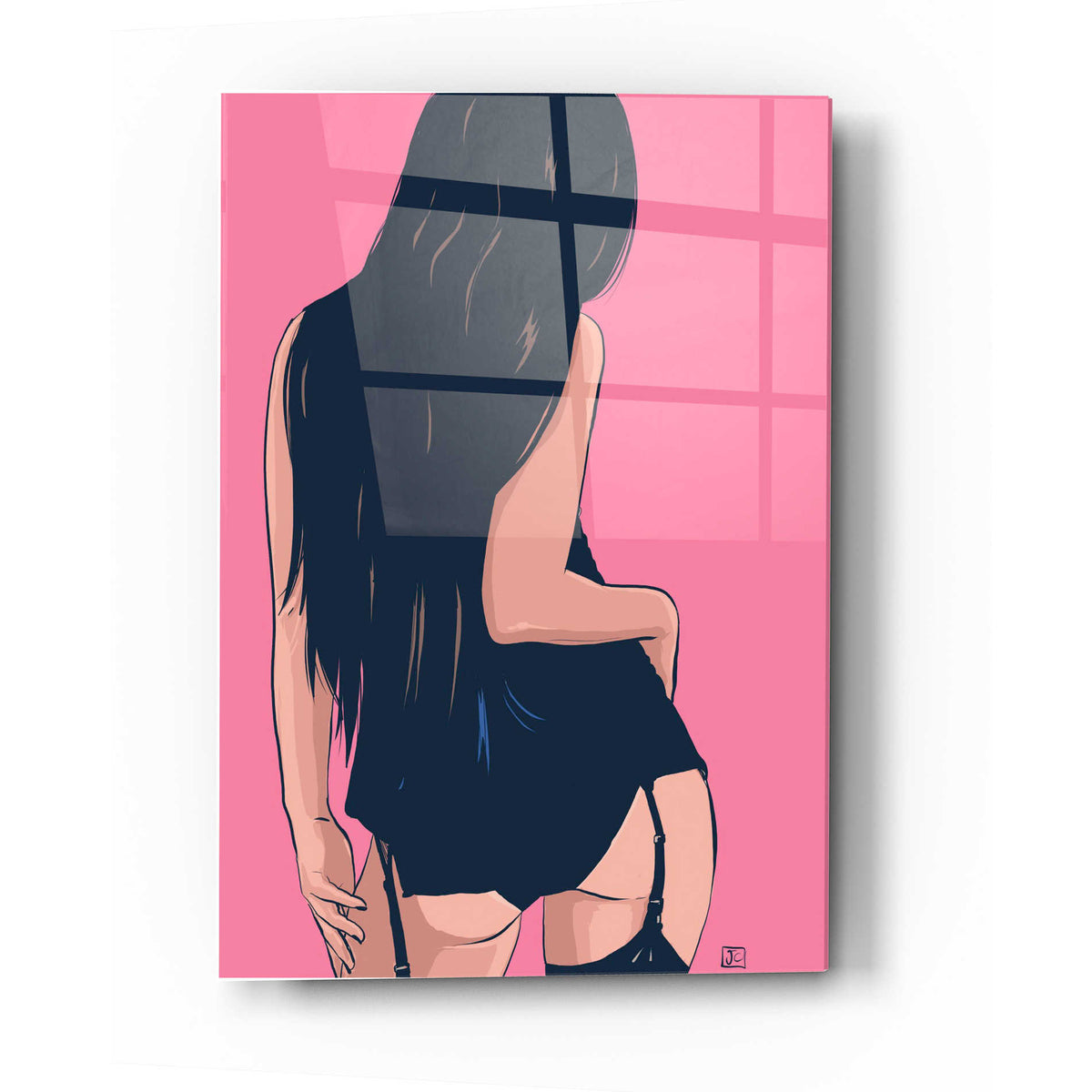Epic Art "Brunette in Black" by Giuseppe Cristiano, Acrylic Glass Wall Art