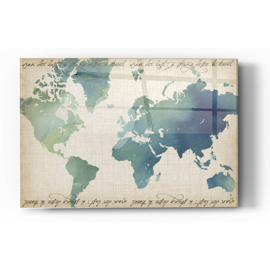 Epic Art 'Watercolor World Map' by Grace Popp Acrylic Glass Wall Art