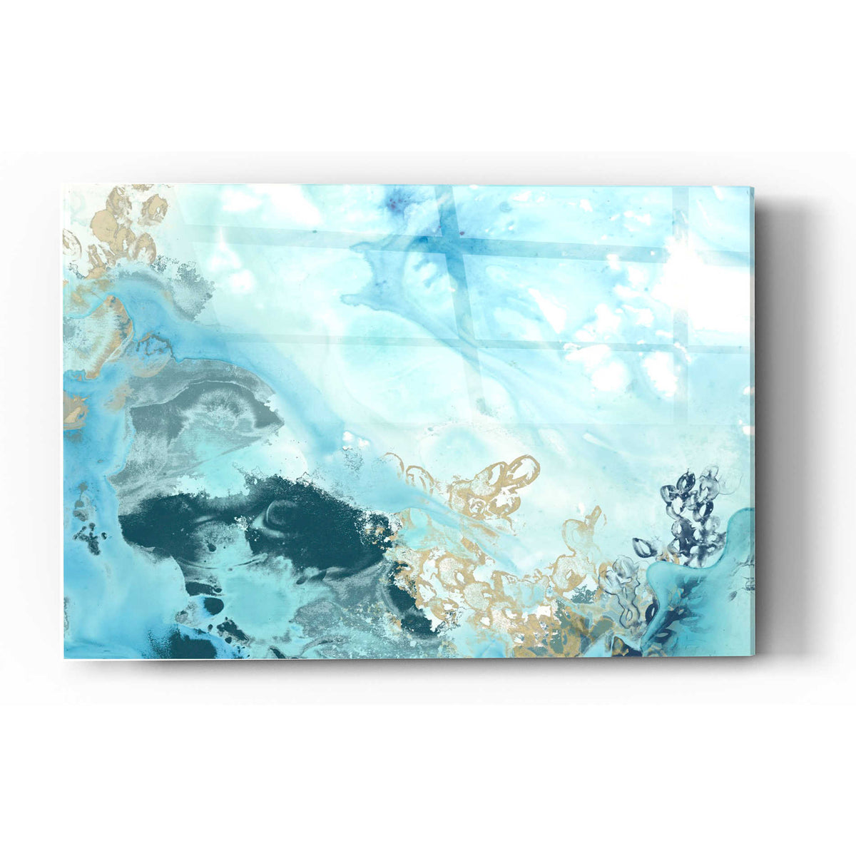 Epic Art 'Aqua Wave Form II' by June Erica Acrylic Glass Wall Art