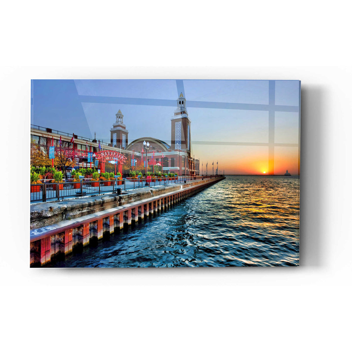 Epic Art 'Sunrise at the Pier,' Acrylic Glass Wall Art