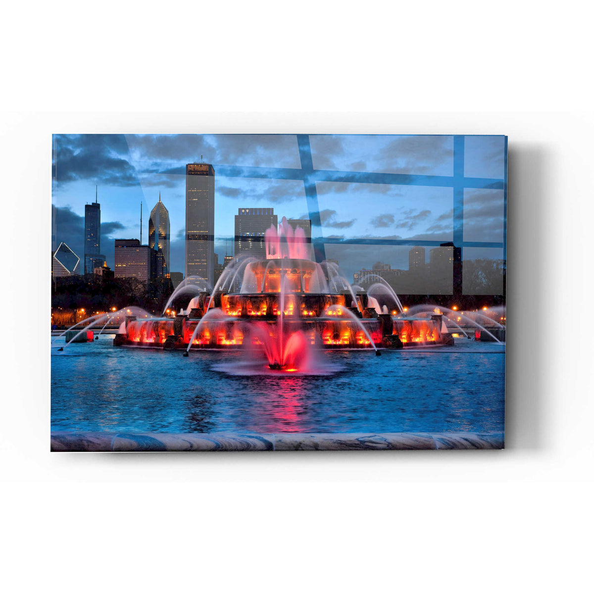 Epic Art 'Buckingham Fountain Lit,' Acrylic Glass Wall Art