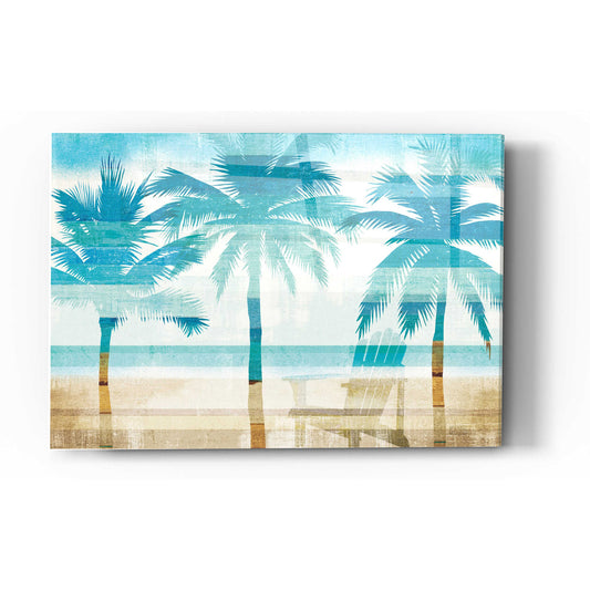 Epic Art 'Beachscape Palms with chair' by Michael Mullan, Acrylic Glass Wall Art