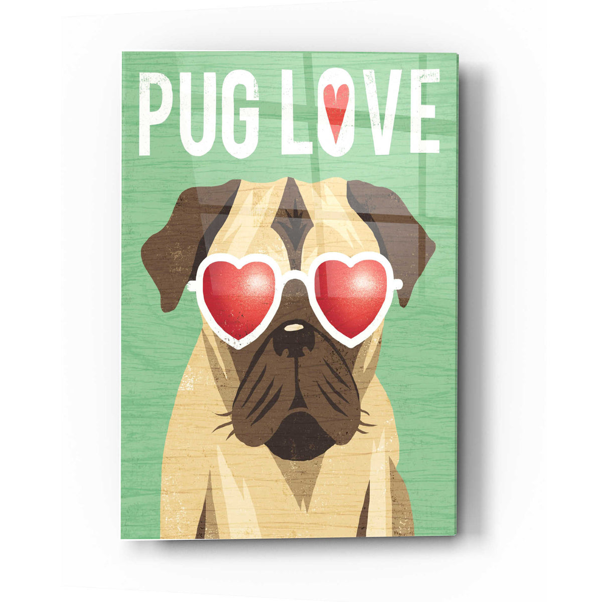 Epic Art 'Beach Bums Pug I Love' by Michael Mullan, Acrylic Glass Wall Art