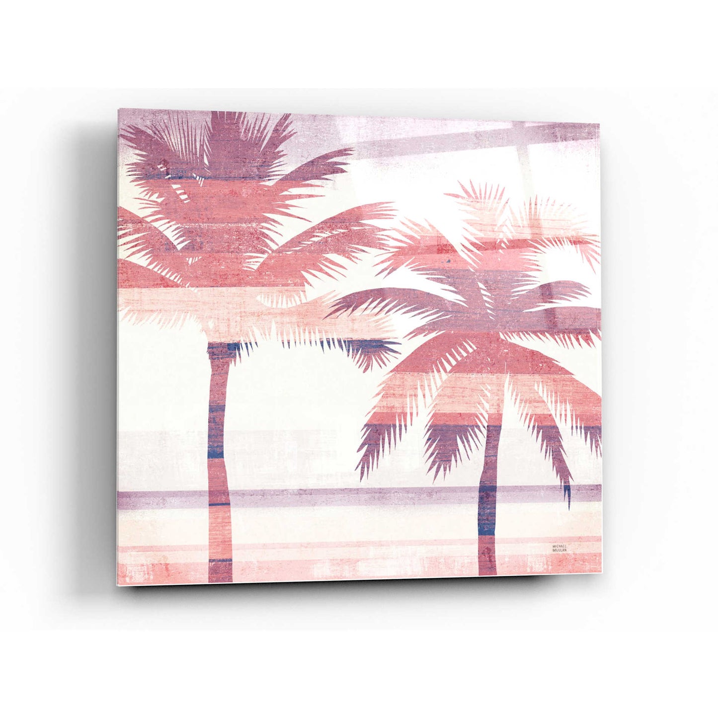 Epic Art 'Beachscape Palms III Pink Purple' by Michael Mullan, Acrylic Glass Wall Art