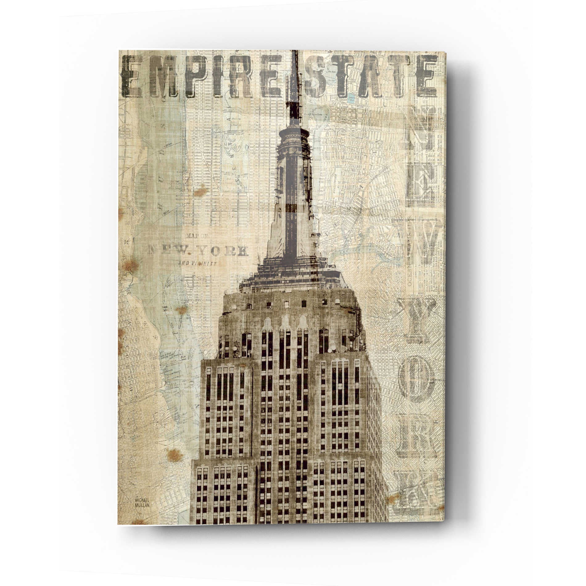 Epic Art 'Vintage NY Empire State Building' by Michael Mullan, Acrylic Glass Wall Art