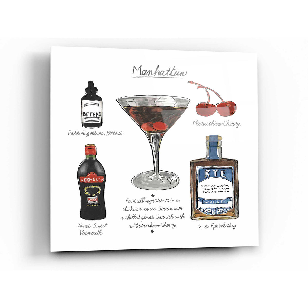 Epic Art 'Classic Cocktail - Manhattan' by Naomi McCavitt Acrylic Glass Wall Art