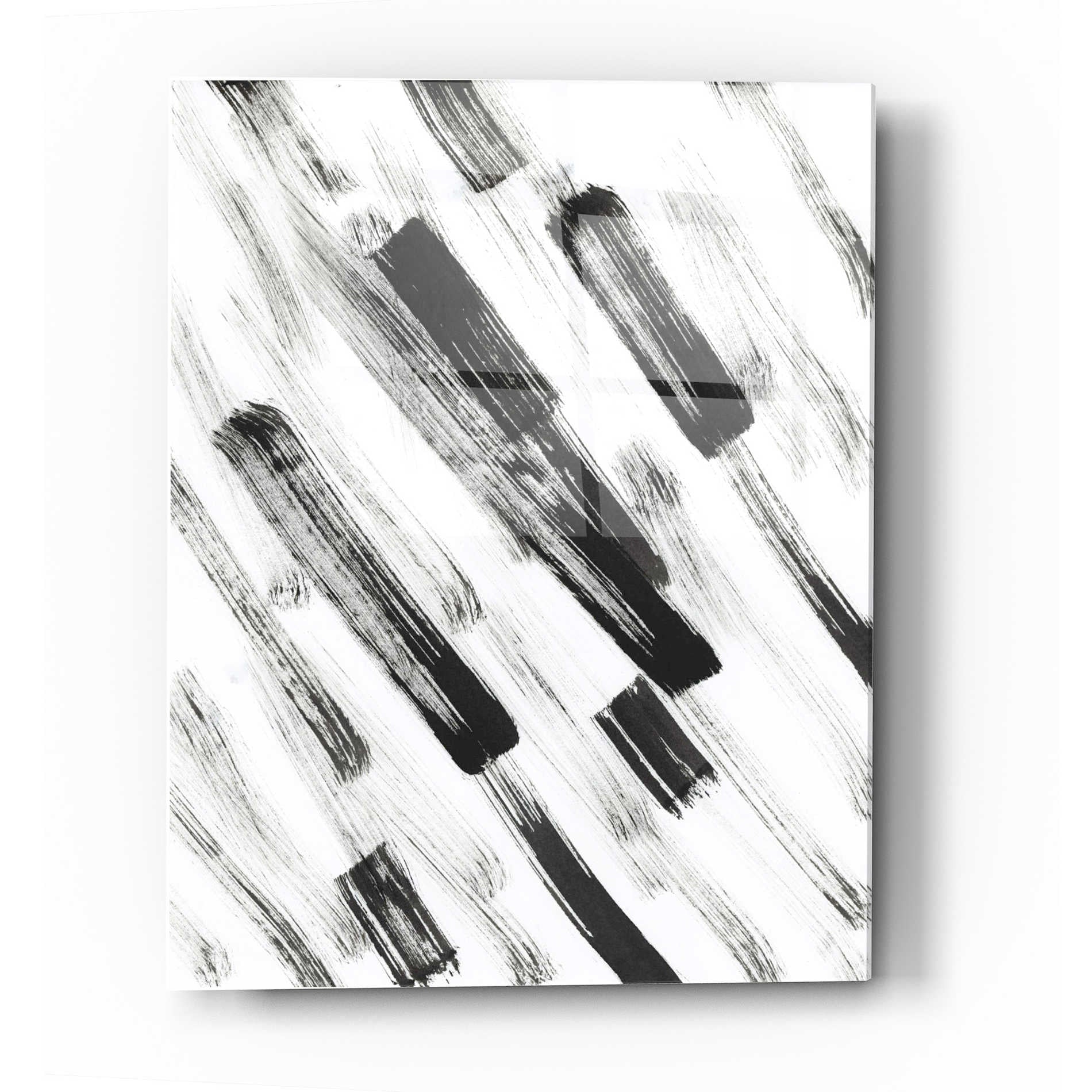 Epic Art 'Black and White Strokes North East' Acrylic Glass Wall Art