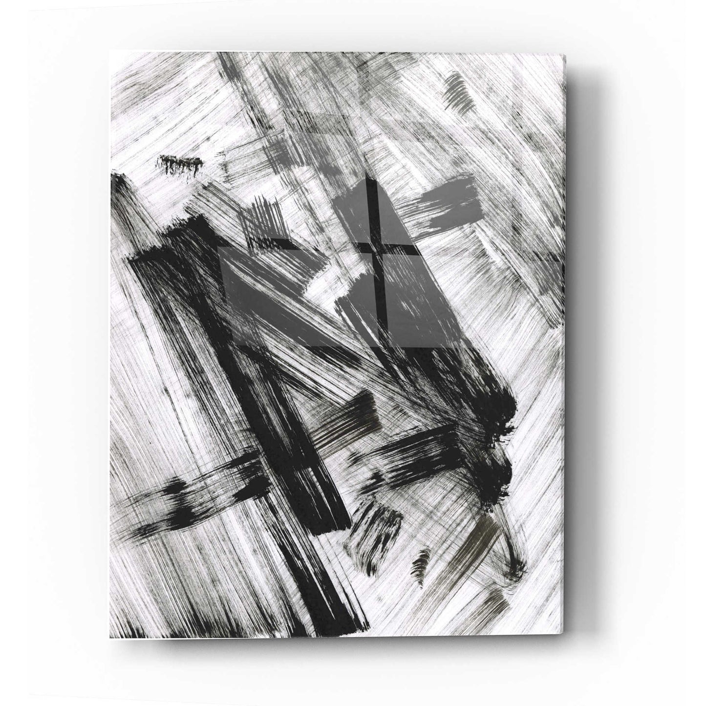 Epic Art 'Black and White Strokes N' Acrylic Glass Wall Art