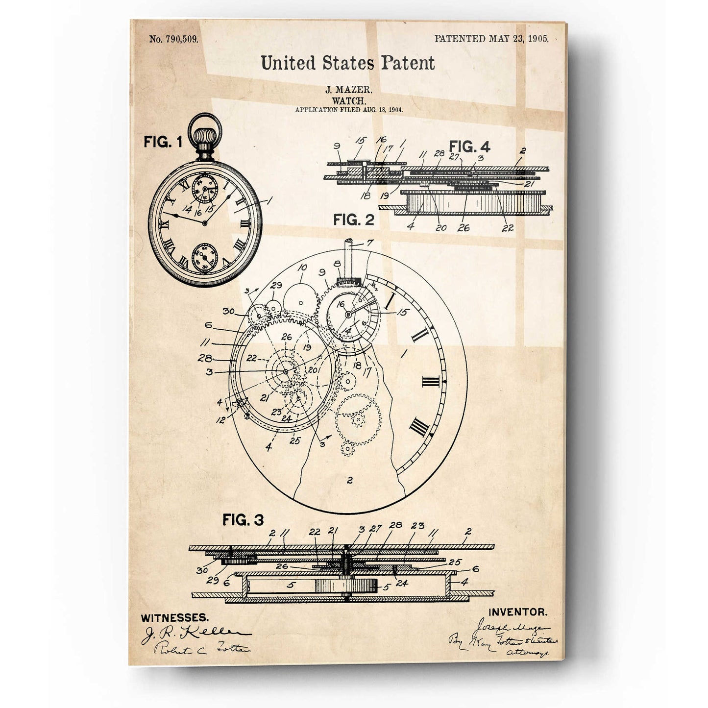 Epic Art 'Stopwatch Vintage Patent Blueprint' Acrylic Glass Wall Art