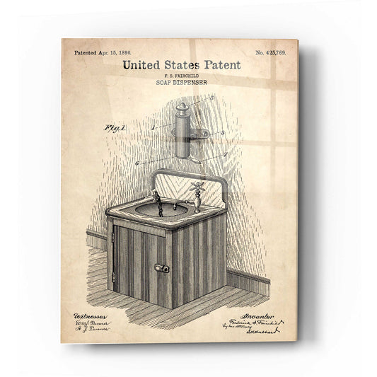 Epic Art 'Soap Dispenser Blueprint Patent Parchment' Acrylic Glass Wall Art