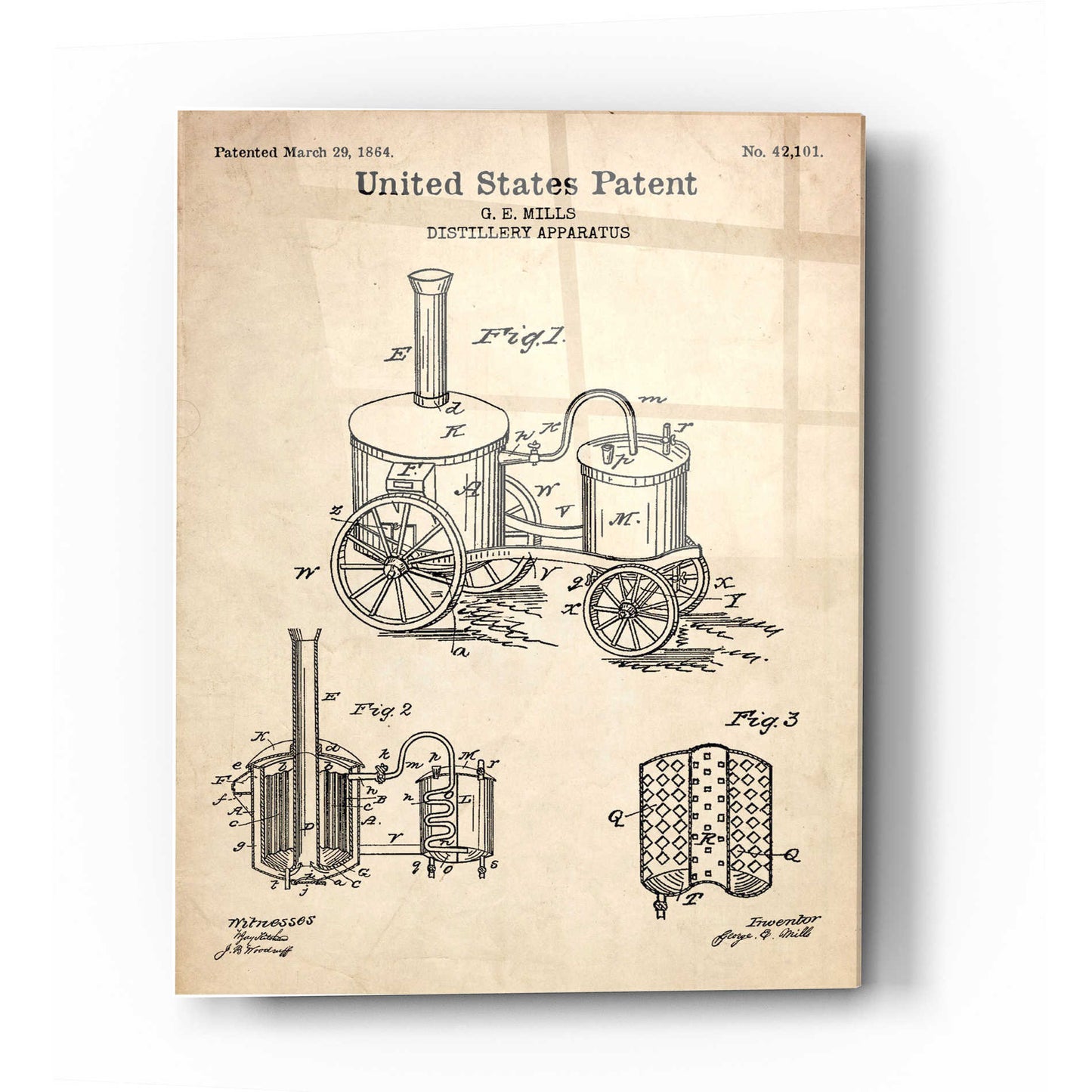 Epic Art 'Distillery Apparatus Blueprint Patent Parchment' Acrylic Glass Wall Art
