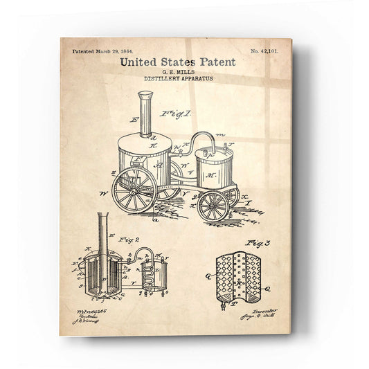 Epic Art 'Distillery Apparatus Blueprint Patent Parchment' Acrylic Glass Wall Art