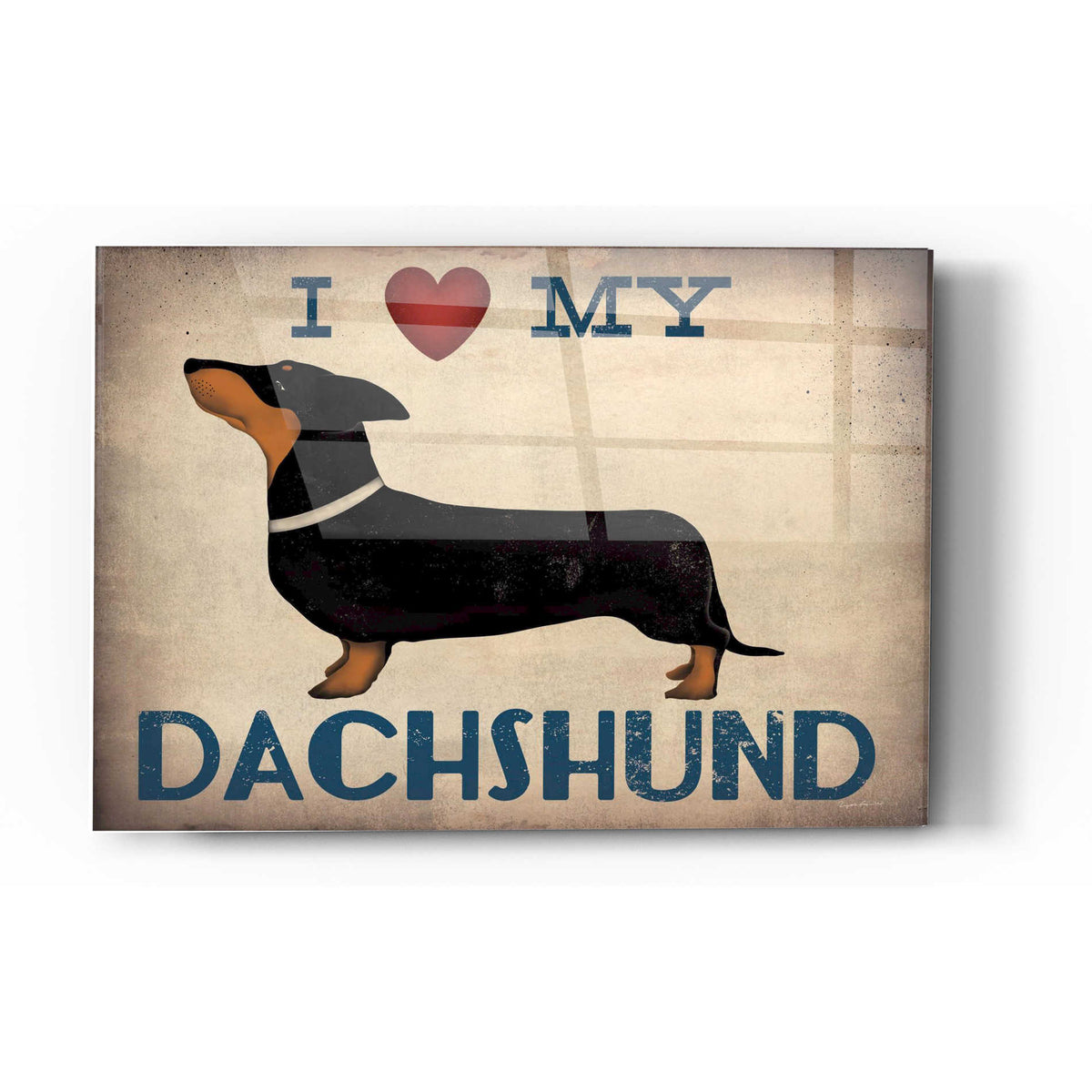 Epic Art 'Dachshund Longboards - Love v2' by Ryan Fowler, Acrylic Glass Wall Art