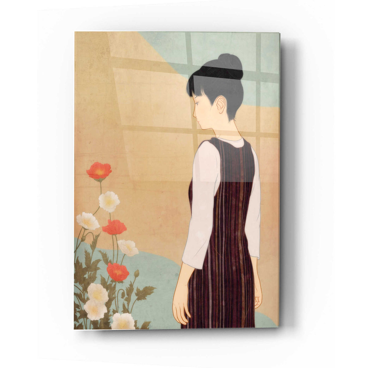 Epic Art 'Poppies and a Woman' by Sai Tamiya, Acrylic Glass Wall Art