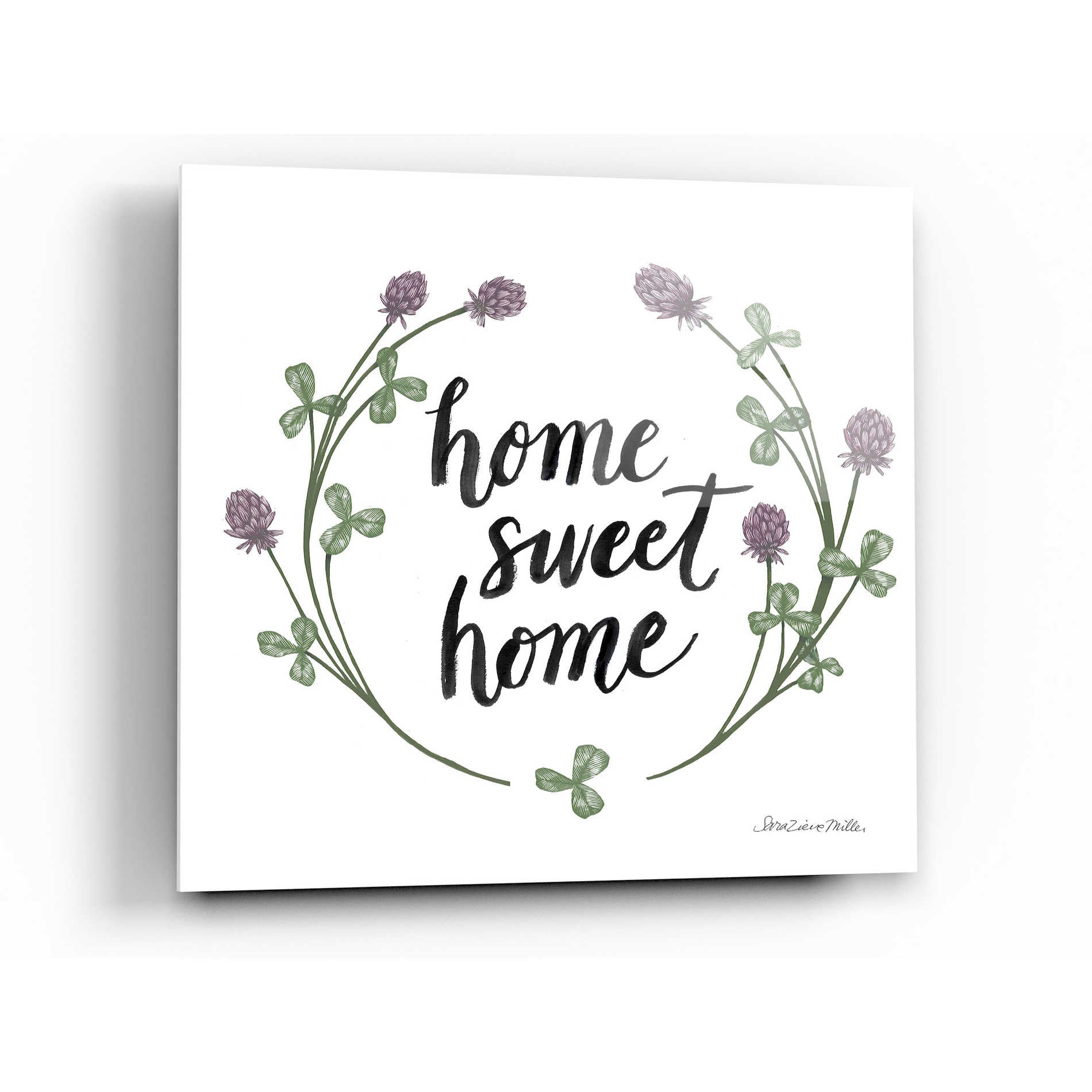 Epic Art 'Happy to Bee Home Words I' by Sara Zieve Miller, Acrylic Glass Wall Art