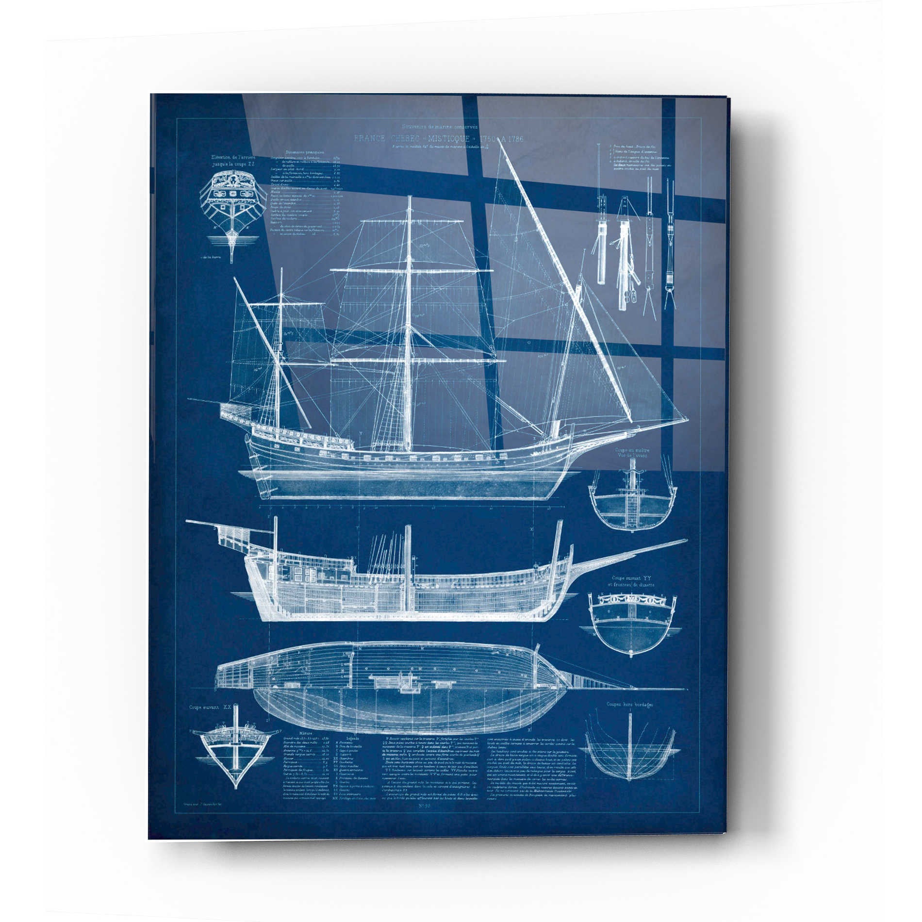 Epic Art 'Antique Ship Blueprint I' by Vision Studio Acrylic Glass Wall Art
