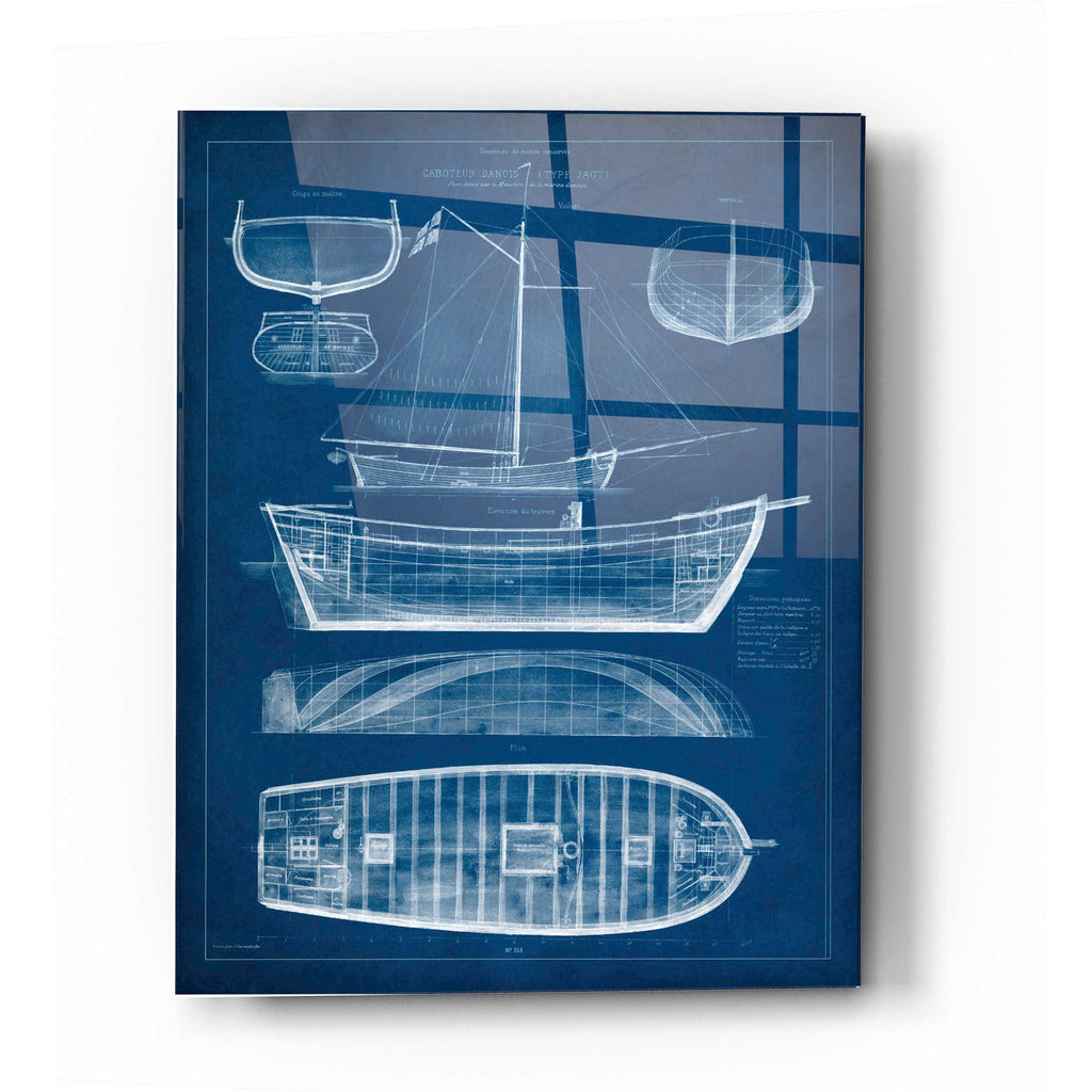 Epic Art 'Antique Ship Blueprint II' by Vision Studio Acrylic Glass Wall Art