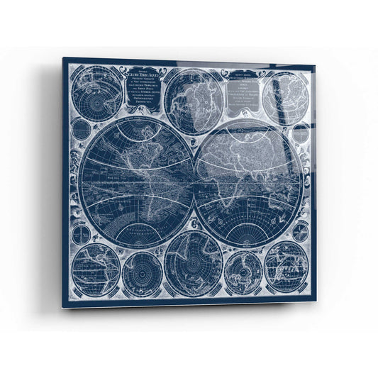 Epic Art 'World Globes Blueprint' by Vision Studio Acrylic Glass Wall Art