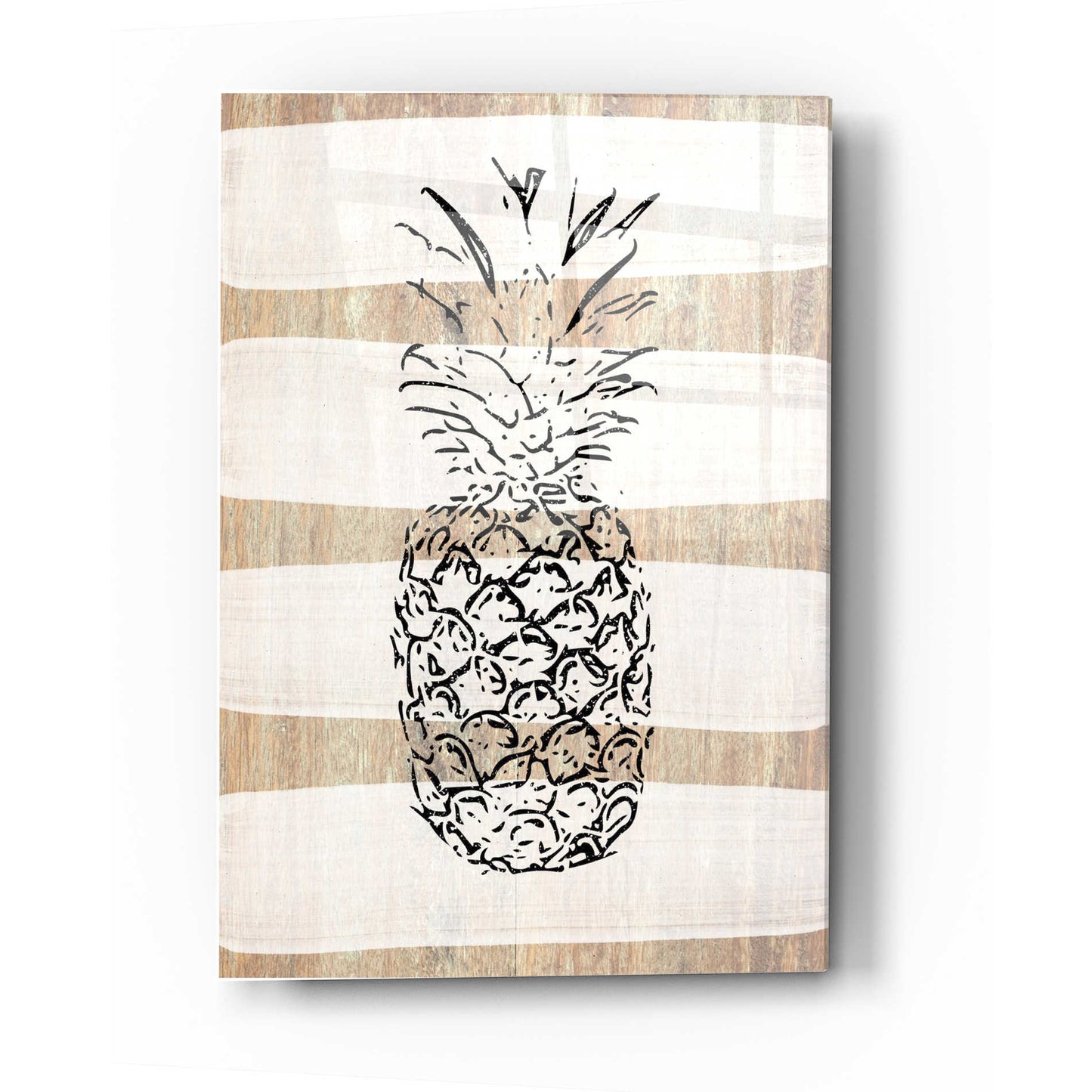 Epic Art 'Simple Stripes Pineapple' by Linda Woods, Acrylic Glass Wall Art