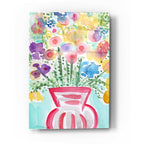 Epic Art 'Red Vase Of Flowers' by Linda Woods, Acrylic Glass Wall Art