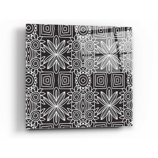 Epic Art 'Black And White Boho Floral' by Linda Woods, Acrylic Glass Wall Art