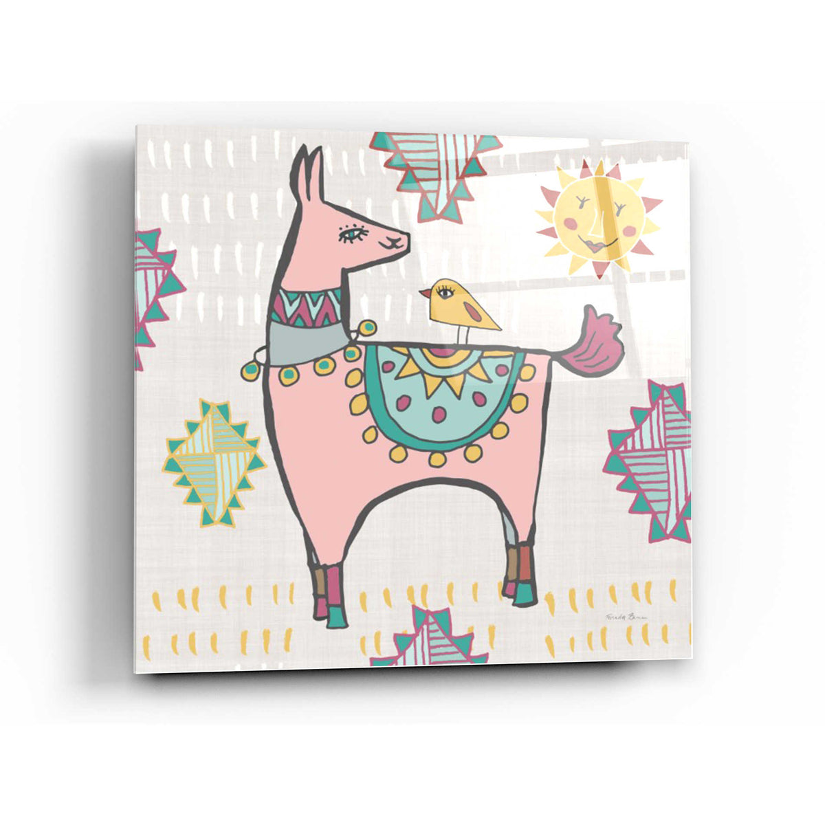 Epic Art 'Playful Llamas III' by Farida Zaman, Acrylic Glass Wall Art