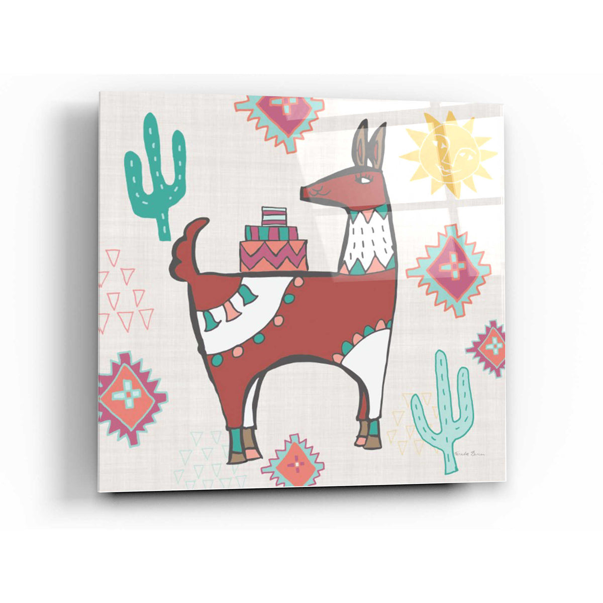 Epic Art 'Playful Llamas IV' by Farida Zaman, Acrylic Glass Wall Art